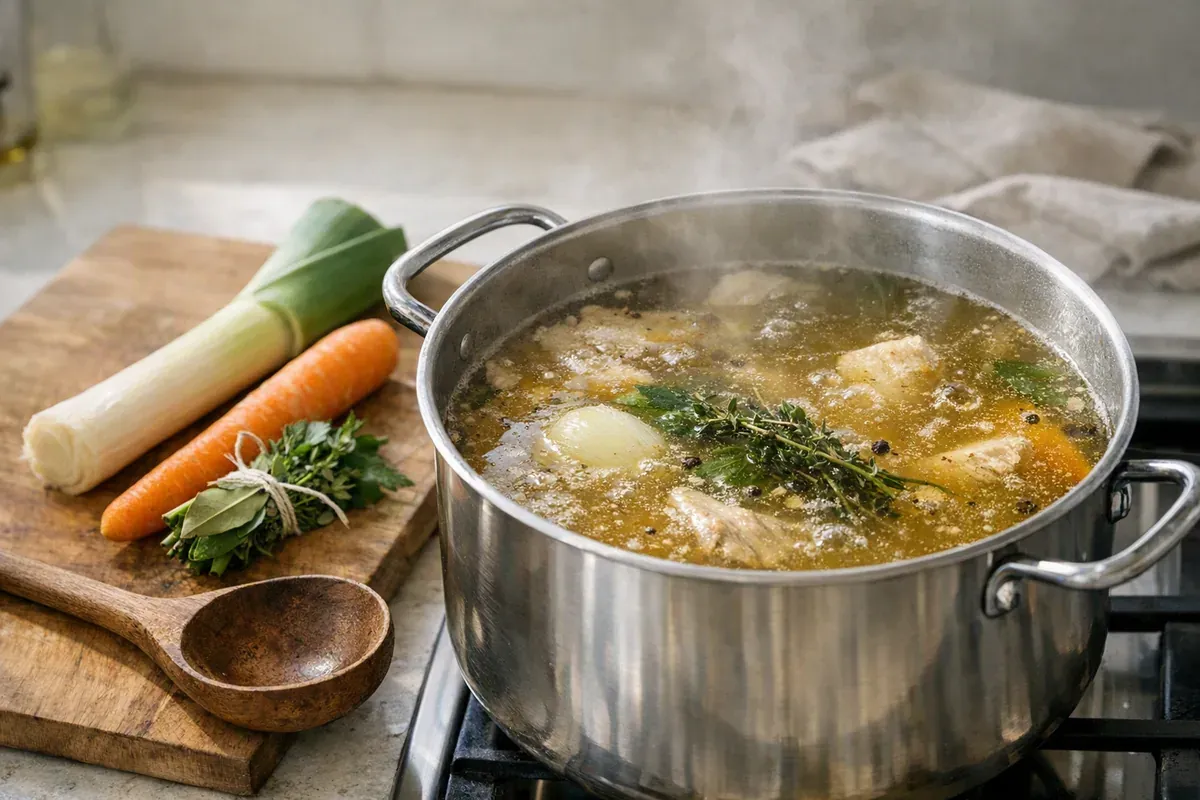 Bouillon de volaille maison : la base qui sauve les soupes de semaine