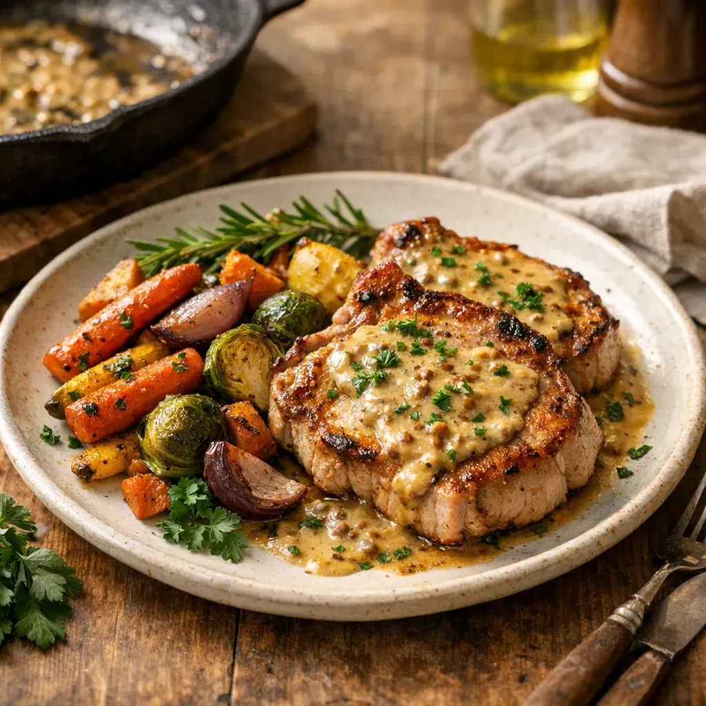 Une Recette avec des Côtes de porc : moelleuse à la poêle