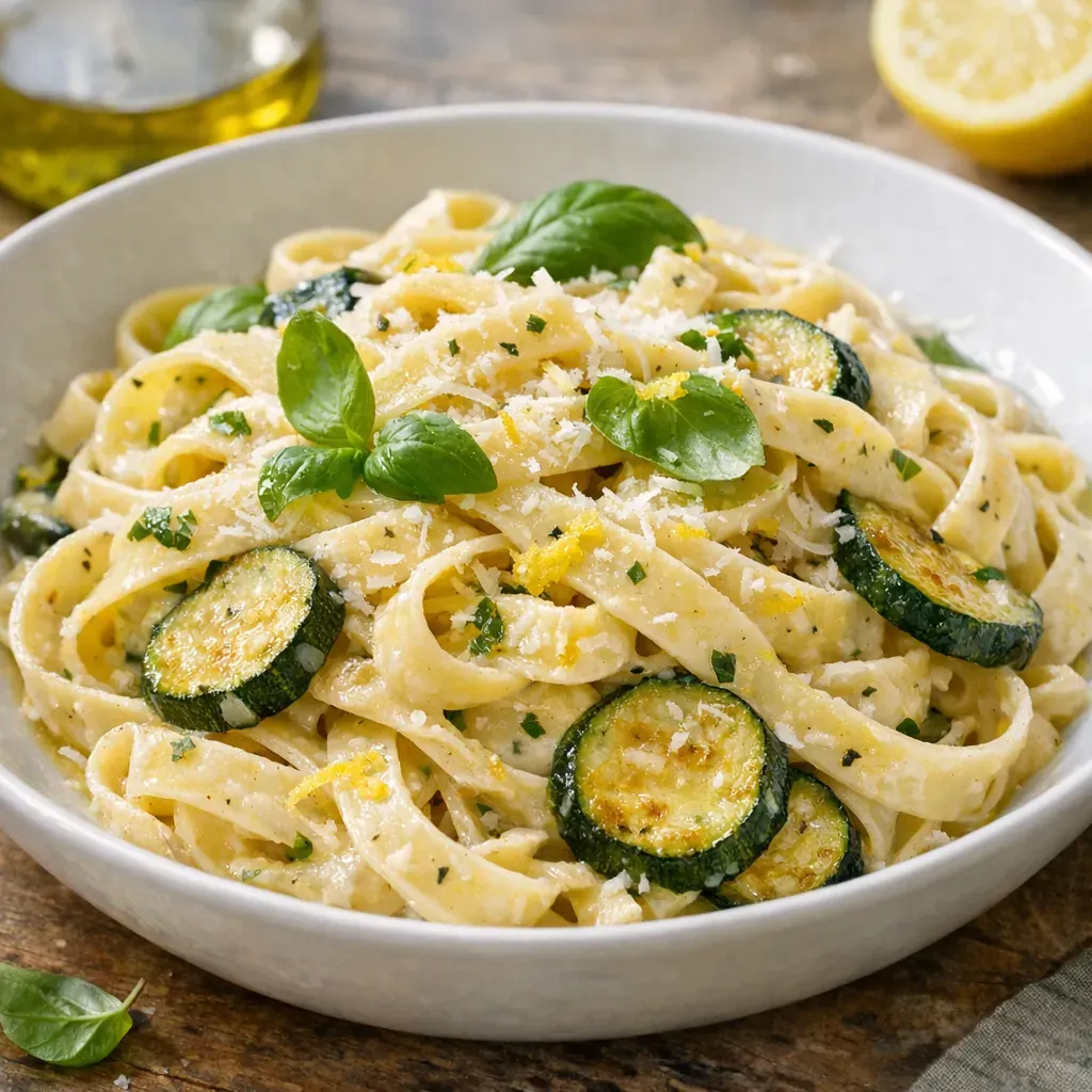 La Recette de Pâtes aux courgettes : un plat fondant et bien lié