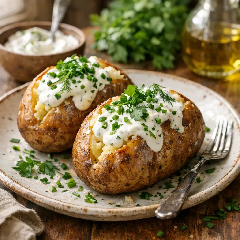 La recette de Pommes de terre au four à la crème fraîche : fondante