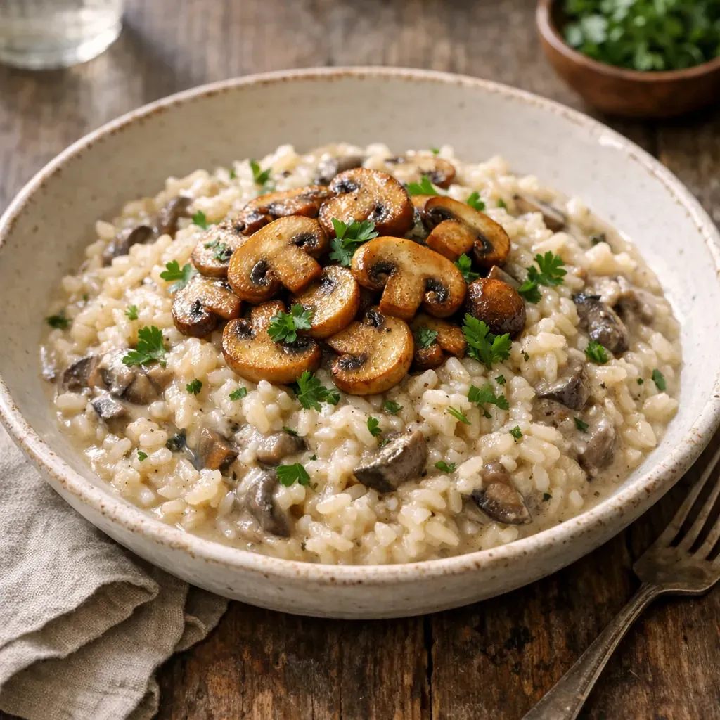 Cette Recette de Riz aux champignons reste crémeuse et légère