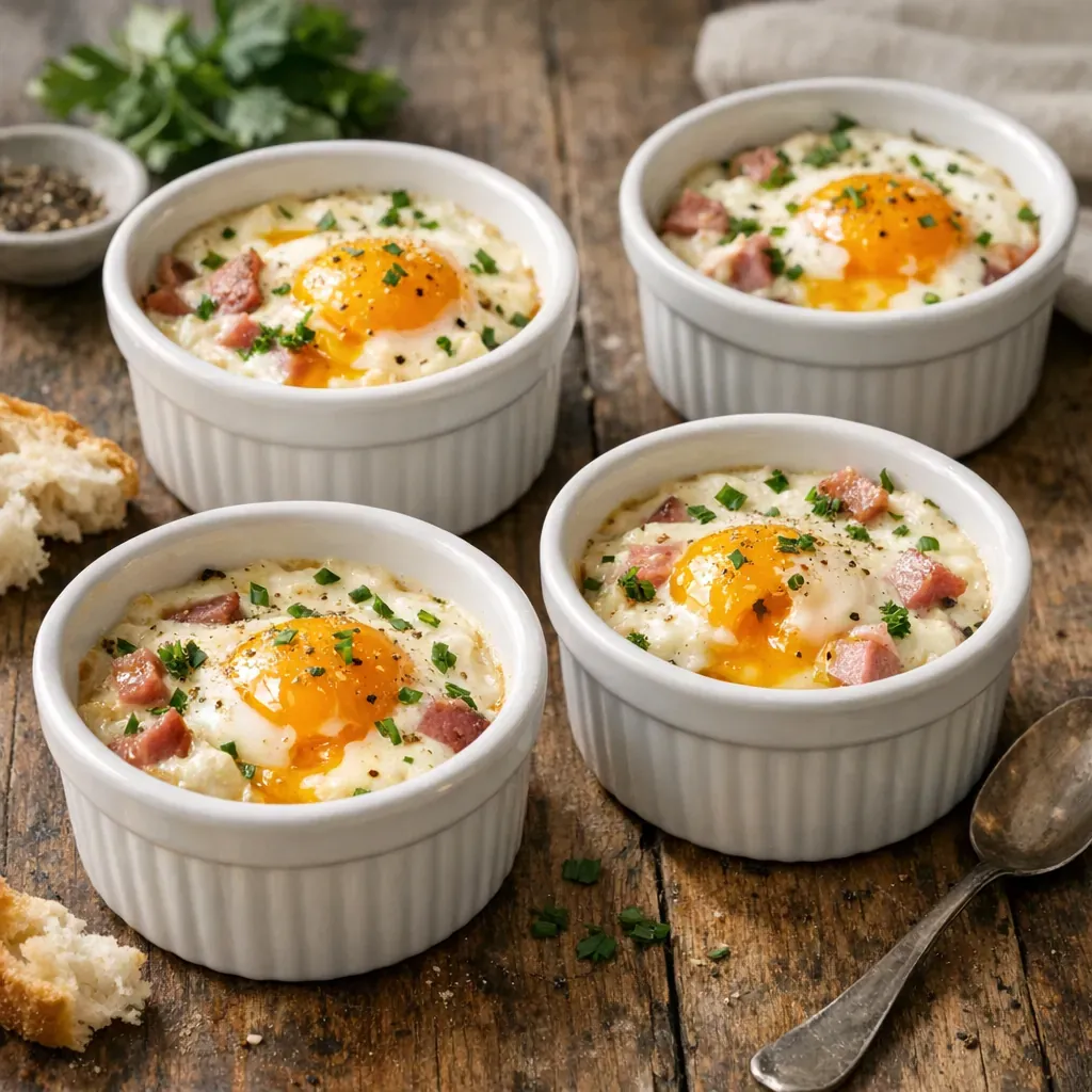 Les recettes d’œufs Cocotte : Jambon, crème et cuisson facile
