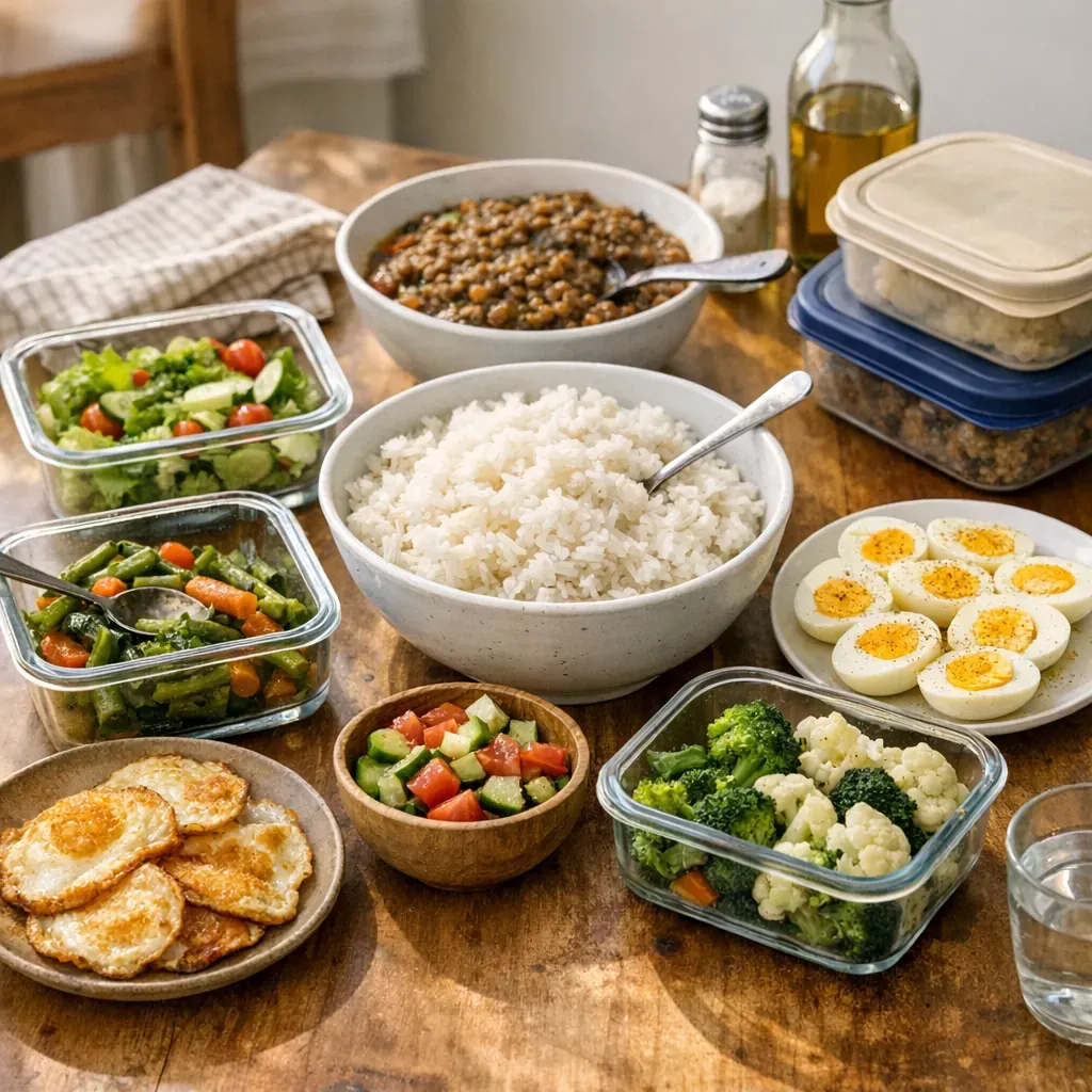 Un repas économique familial se prépare à partir du budget réel